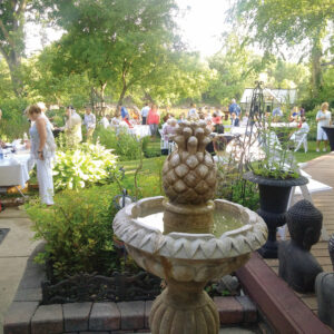 The garden party for WSO. Tim loves to share his garden.