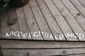 George did the calligraphy to keep people from tripping on this step.
