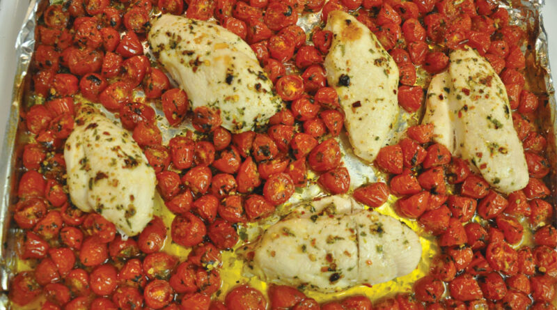 cherry tomatoes and tarragon chicken