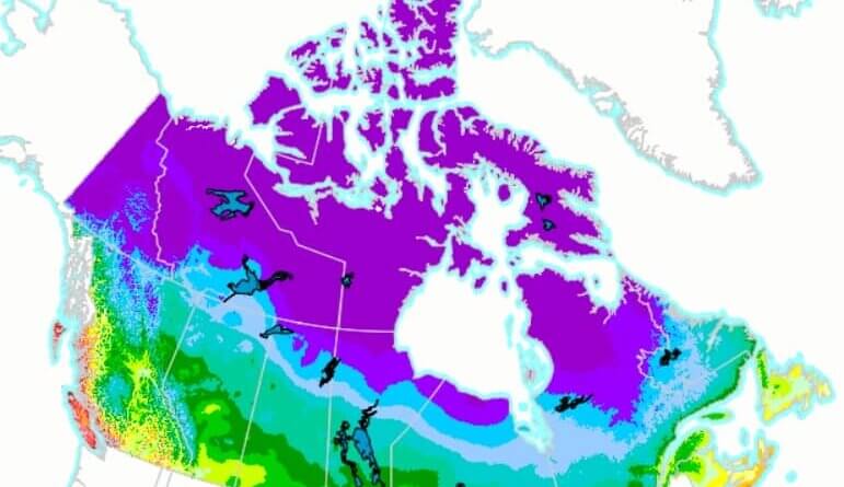 Canadian hardiness zones map
