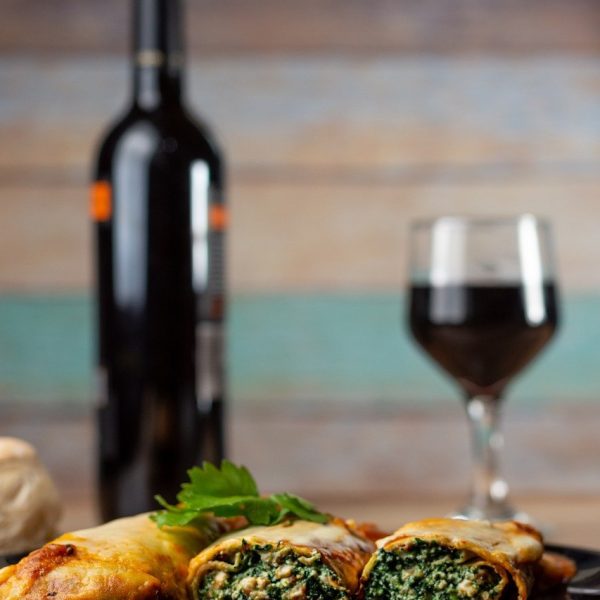 wine with spinach